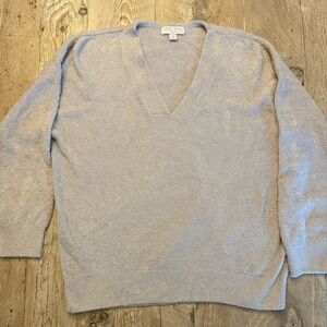 Barefoot Dreams CozyChic Lite V-Neck High Low Seamed Sweater M Stone